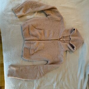 Skims cropped teddy lounge zip up